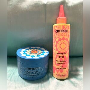 NEW Amika Hydro Rush Hair Mask & Smooth Over Frizz Treatment Bundle